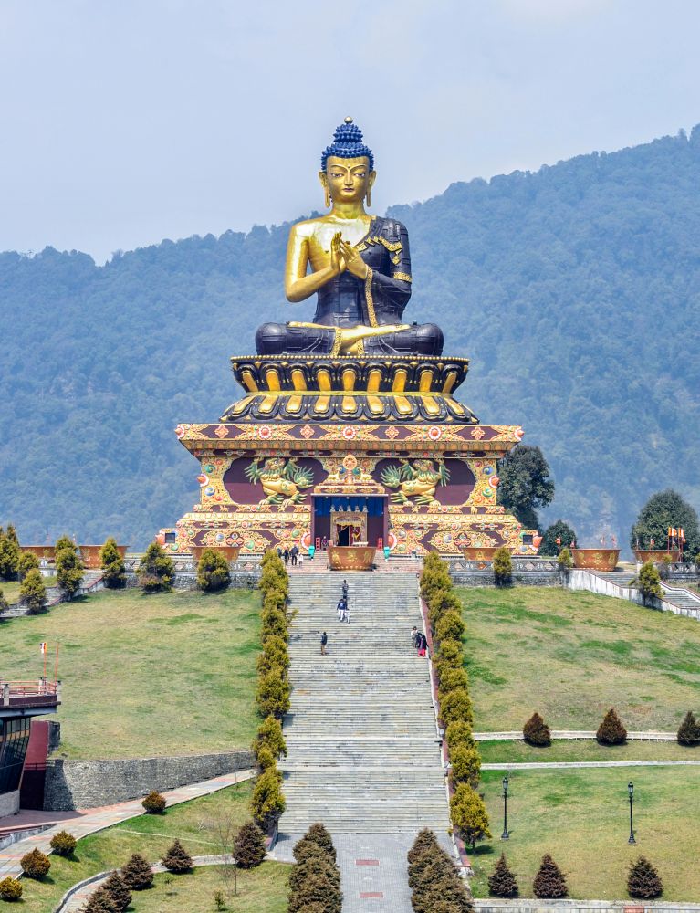 buddha statue at buddha park of ravangla, sikkim, india
